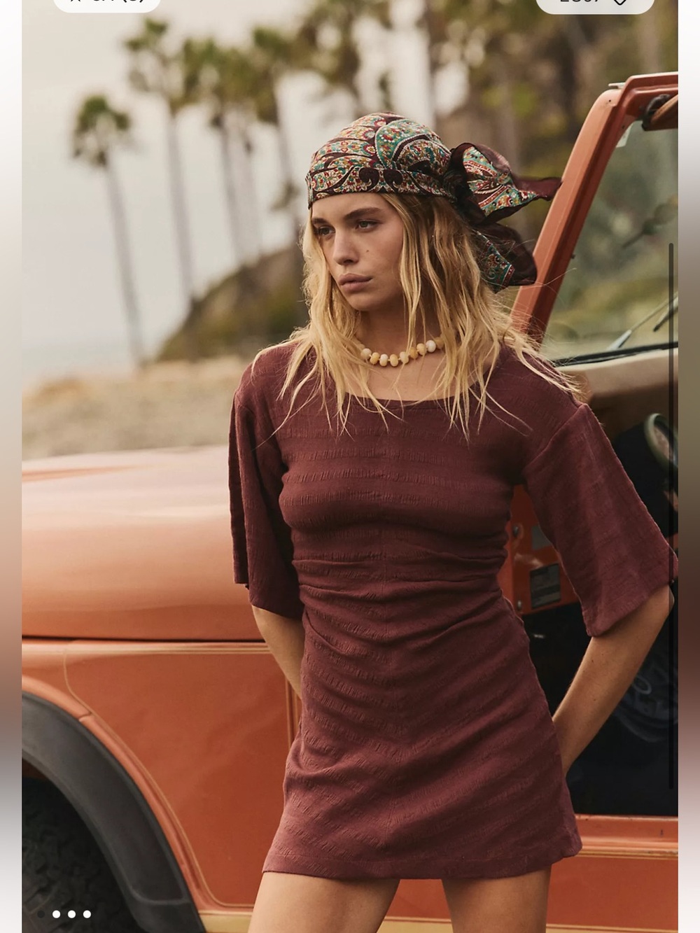 Free People Rust Short Sleeve Marigold Mini Dress